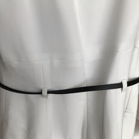 Sz 12 Black Halo White Classic Jackie O Midi Belt Dress - Picture 7 of 8